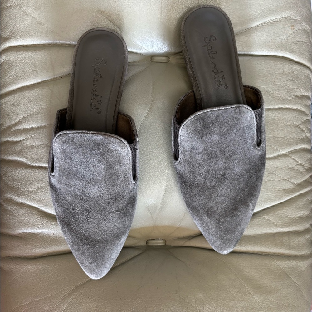 Nordstrom Gray Velvet Mules